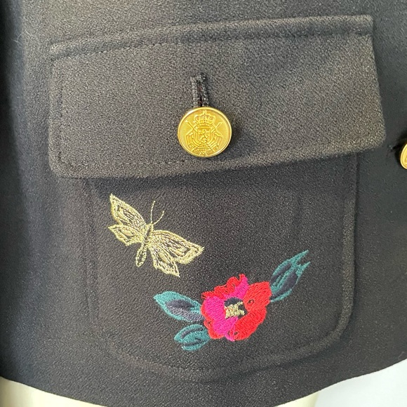 A New Day NWT Jacket Coat Black w/Embroidered Roses Sz. 4 - Picture 7 of 11